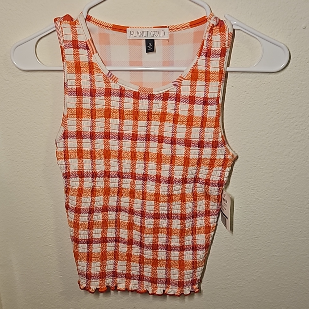 Planet Gold pink, orange and white tank top. New with tag.